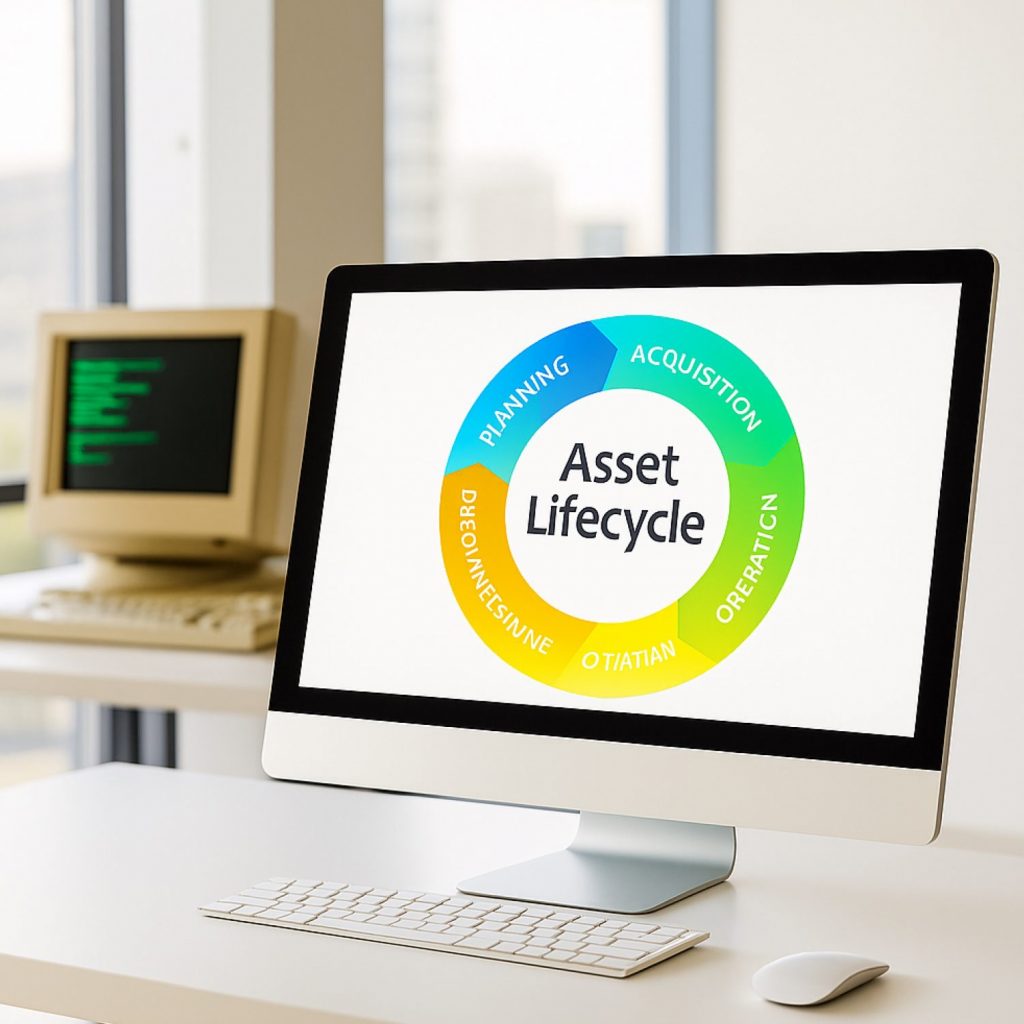 Monitor mit grafischer Darstellung des Asset Lifecycle.